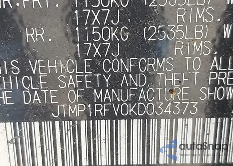 2019 Toyota Rav4 Xle from USA, damaged, VIN JTMP1RFV0KD034373
